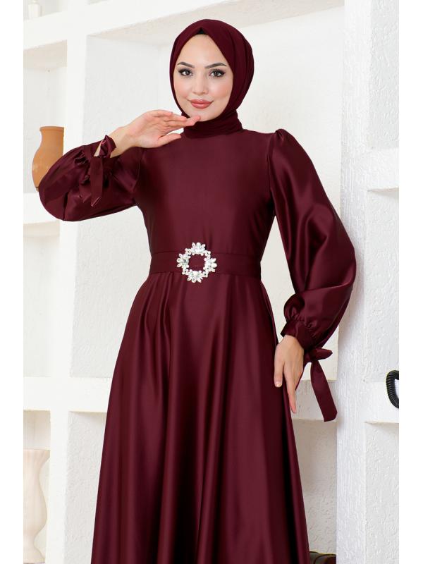 Saten Abiye LPN54133 Bordo