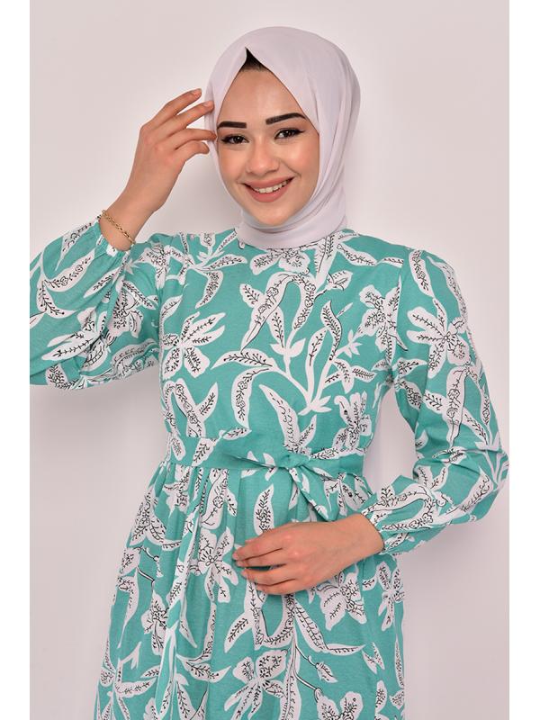 Desenli Elbise Mint EFL12202