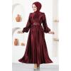 Saten Elbise Bordo END5509