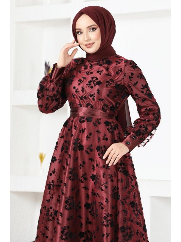 Tül Abiye ASM2677 Bordo