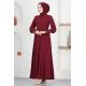 Düğmeli Elbise ASM2655 Bordo