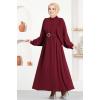 Kemerli Elbise ASN140 Bordo