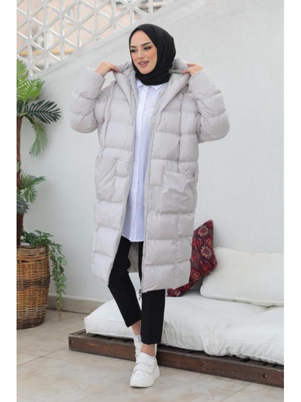 2255 Oversize Şişme Mont Taş