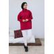 10029 Raglan Kol İçi Şardonlu Tesetür Sweatshirt Bordo