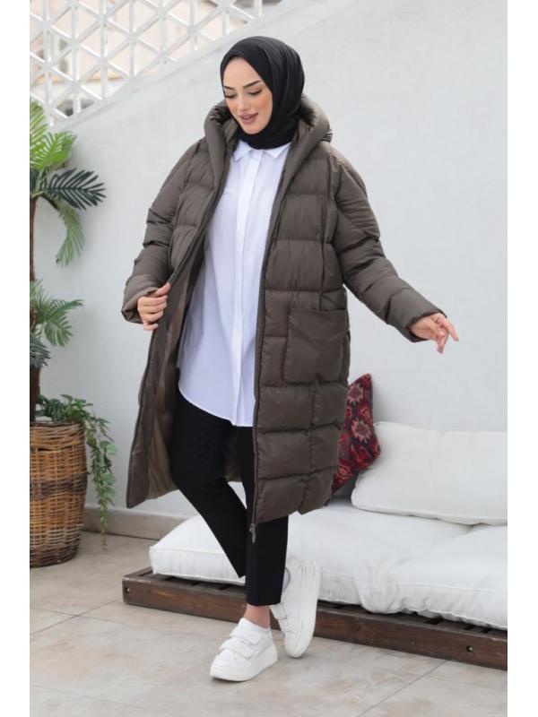 2255 Oversize Şişme Mont Koyu Haki