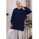 11039-63 Fitilli Triko Tunik Lacivert