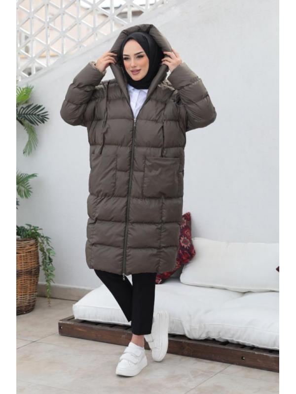 2255 Oversize Şişme Mont Koyu Haki