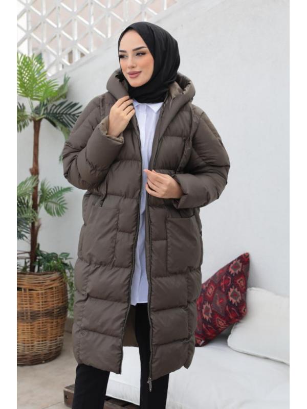 2255 Oversize Şişme Mont Koyu Haki