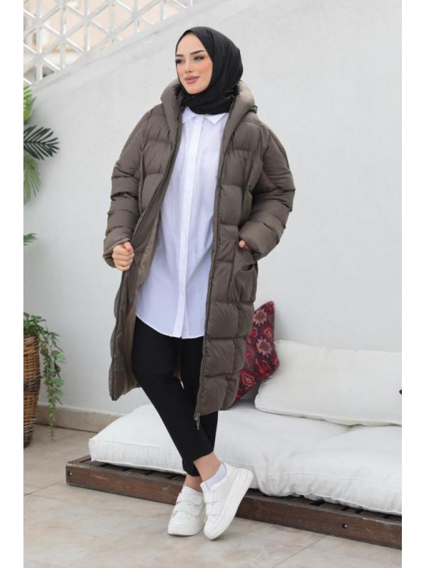 2255 Oversize Şişme Mont Koyu Haki