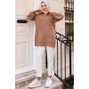 11039-63 Fitilli Triko Tunik Vizon