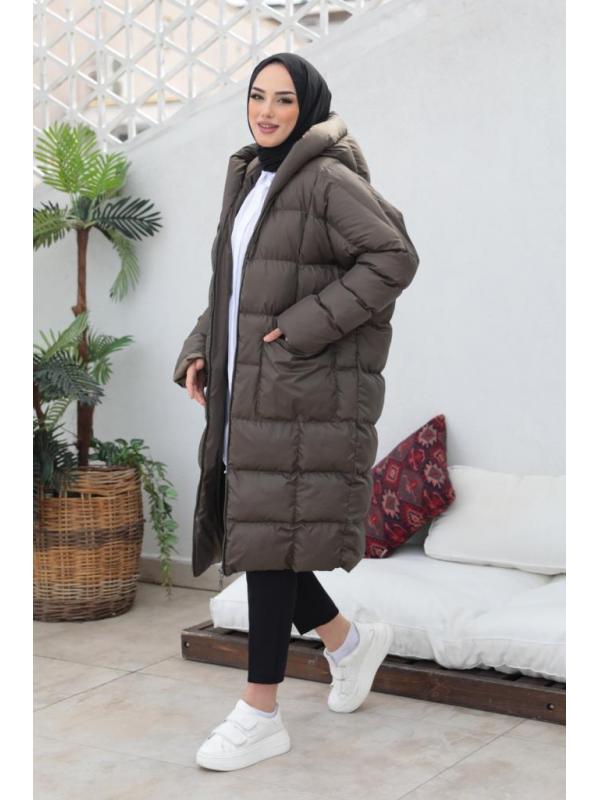 2255 Oversize Şişme Mont Koyu Haki