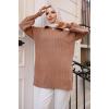 11039-63 Fitilli Triko Tunik Vizon