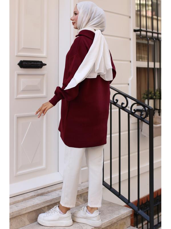 11043-10 Triko Tunik Bordo