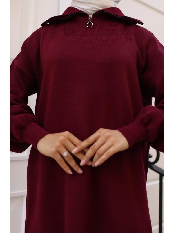 11043-10 Triko Tunik Bordo