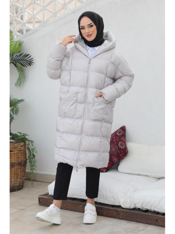 2255 Oversize Şişme Mont Taş