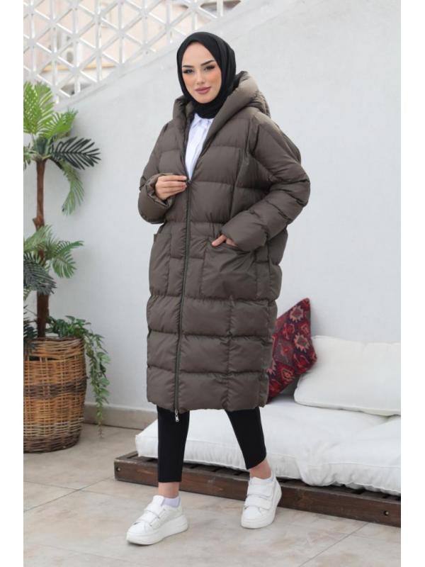 2255 Oversize Şişme Mont Koyu Haki