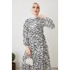 401 Zebra Desen Elbise Siyah