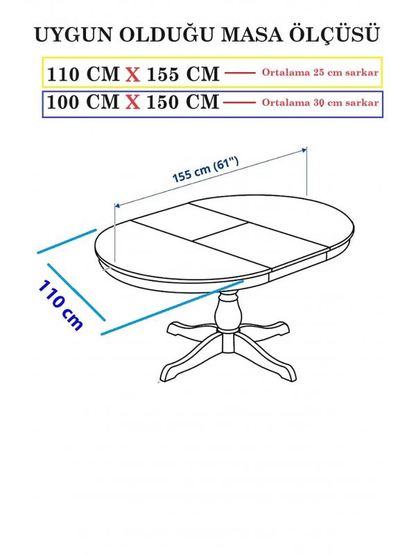 Simli Dertsiz Oval Masa Örtüsü Beyaz 150x210