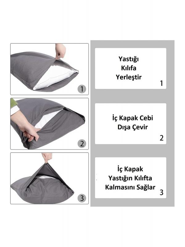 %100 Pamuklu 50x70 Yastık Kılıfı Pillow Case 4lü Paket