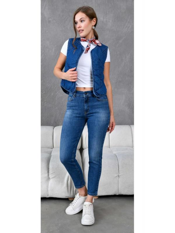 Dar Paça Yüksek Bel Bilek Boy Denim Pantolon