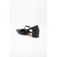 Loni Kadın Toka Detaylı Topuklu Ayakkabı Siyah Cilt