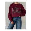 Bordo Hola Baskılı Sweatshirt