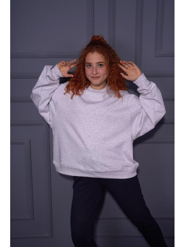 Starinci Kadın Oversize Kesim Bisiklet Yaka Crop Sweatshirt