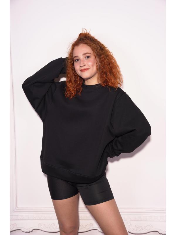 Starinci Kadın Siyah Oversize Polarlı Sweatshirt