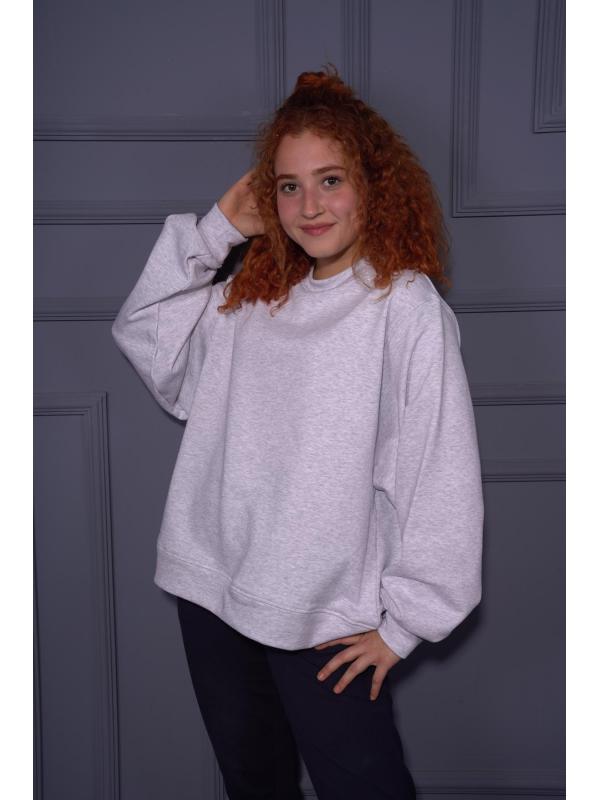 Starinci Kadın Oversize Kesim Bisiklet Yaka Crop Sweatshirt