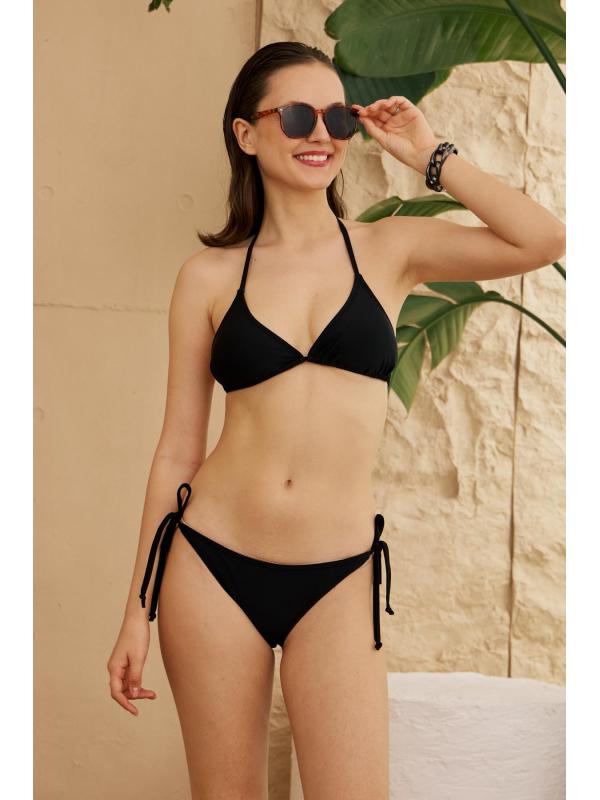 Üçgen Bağlamalı Bikini Takımı Siyah