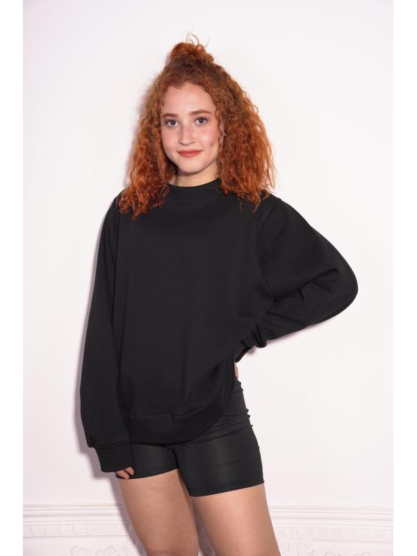 Starinci Kadın Siyah Oversize Polarlı Sweatshirt