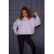 Starinci KAdın Oversize Bisiklet Yaka Crop Sweatshirt Gri