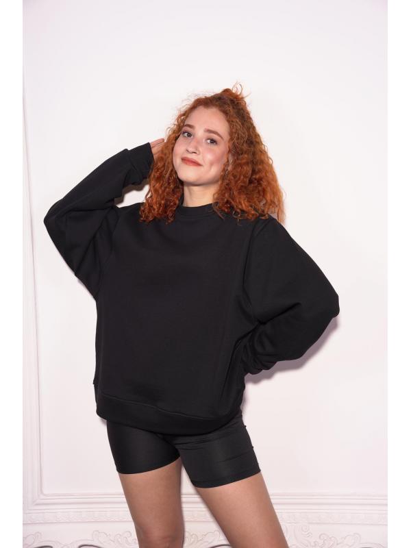 Starinci Kadın Siyah Oversize Polarlı Sweatshirt