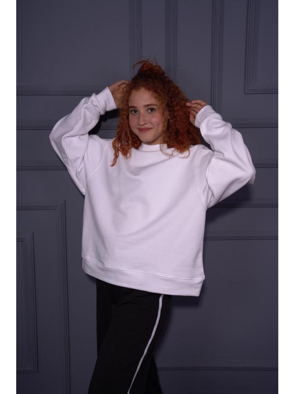 Starinci Kadın Oversize Basic Sweatshirt Beyaz