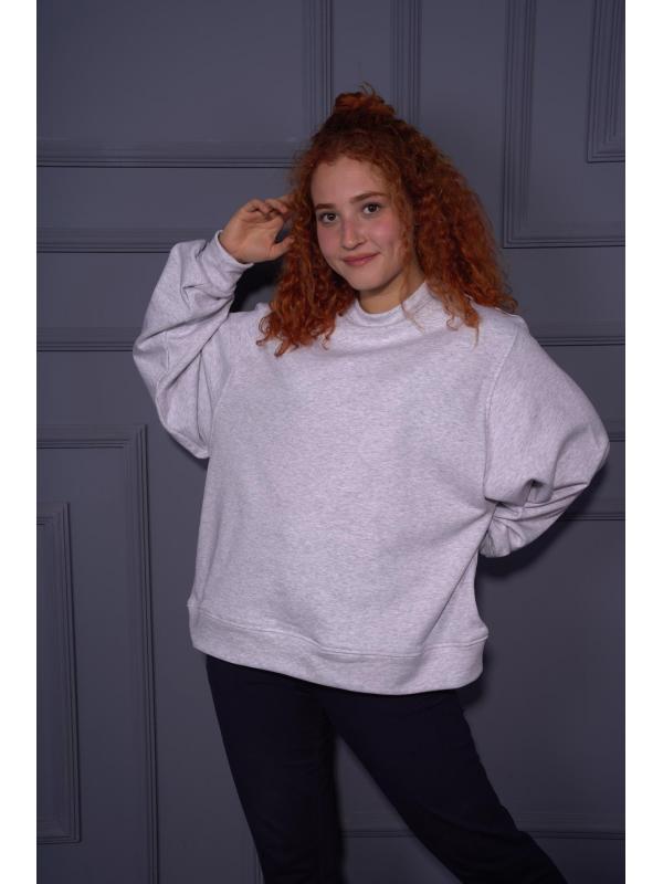 Starinci Kadın Oversize Kesim Bisiklet Yaka Crop Sweatshirt