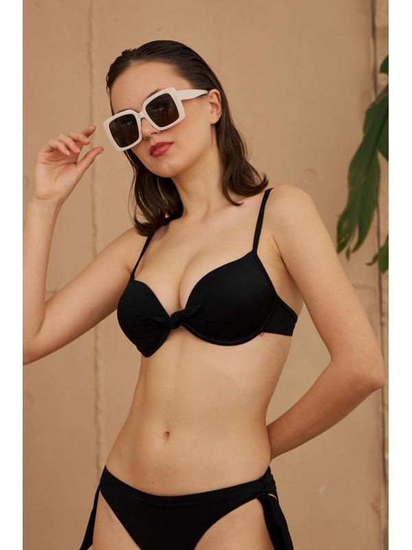 Destekli Balenli Bikini Takımı Siyah