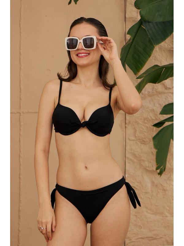 Destekli Balenli Bikini Takımı Siyah