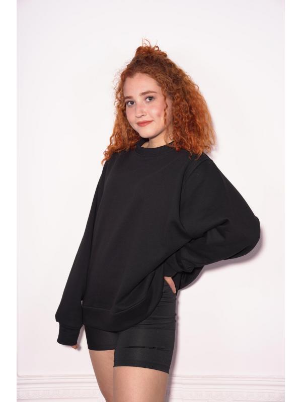 Starinci Kadın Siyah Oversize Polarlı Sweatshirt