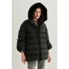 Peluş Kapüşonlu Oversize Kapitone Mont