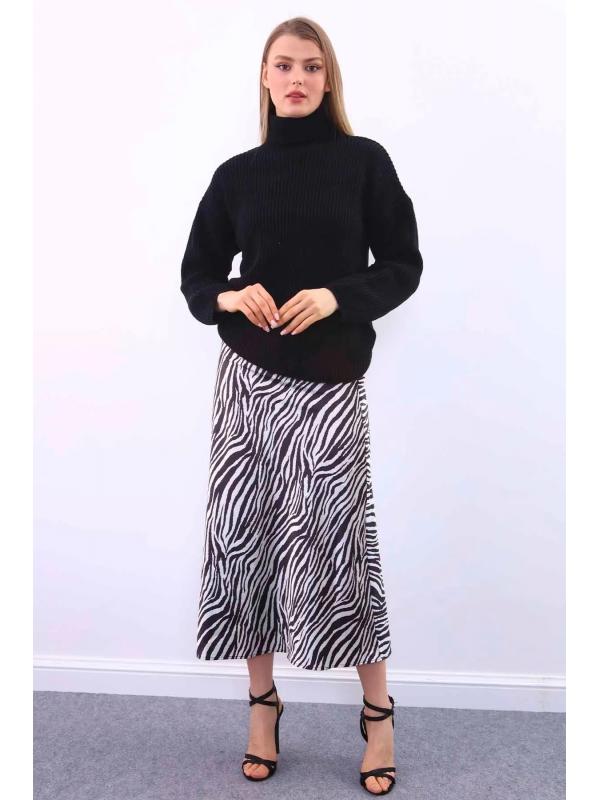 Zebra Desen Saten Etek