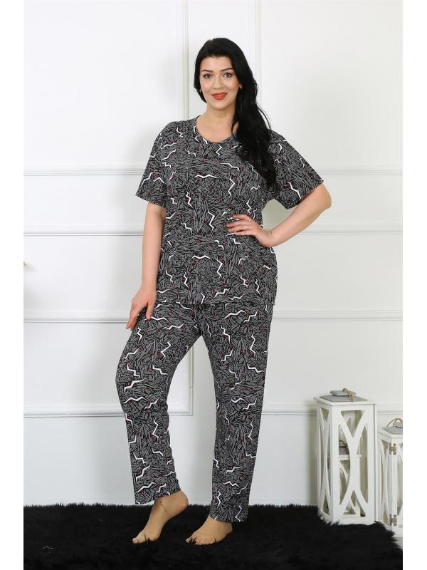 Akbeniz Kadın 5XL-6XL-7XL-8XL Büyük Beden Kısa Kol Pijama Takım 75011