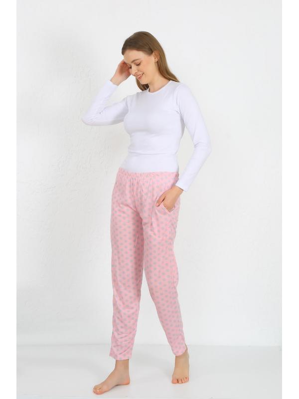 Akbeniz Kadın Pamuklu Cepli Tek Alt Pijama Pembe 27527