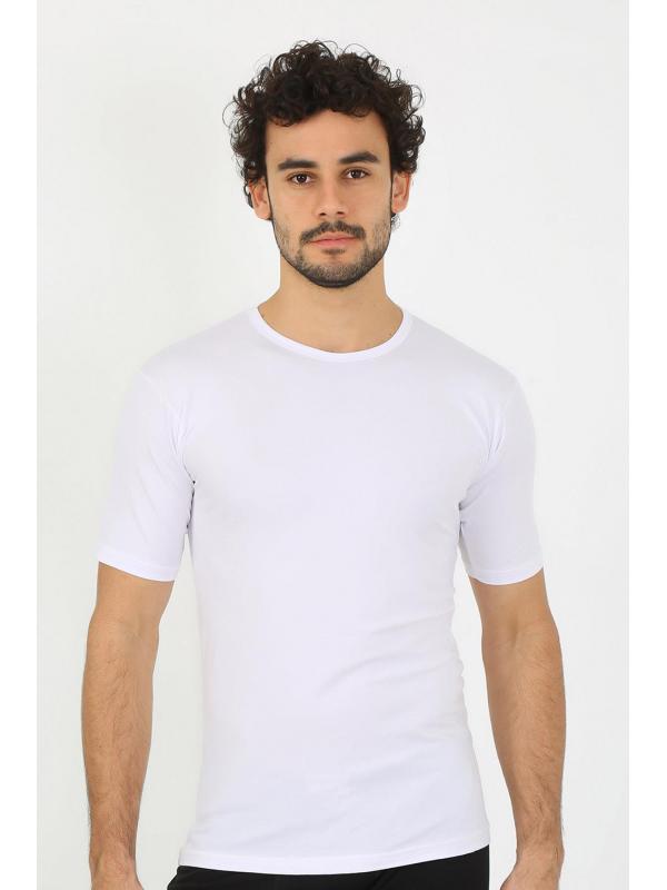 Akbeniz Erkek Sıfır Yaka Likralı Beyaz T-Shirt 65710