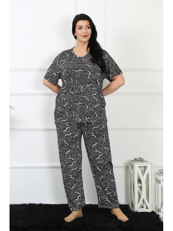 Akbeniz Kadın 5XL-6XL-7XL-8XL Büyük Beden Kısa Kol Pijama Takım 75011