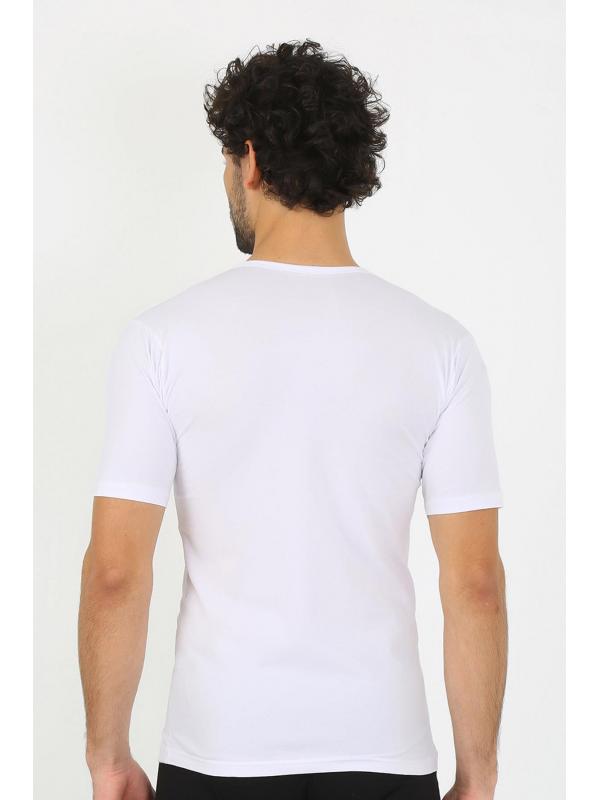 Akbeniz Erkek Sıfır Yaka Likralı Beyaz T-Shirt 65710