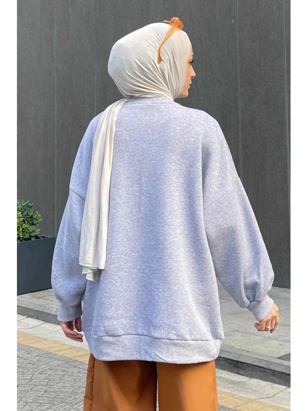 Bisiklet Yaka Oversize Sweat