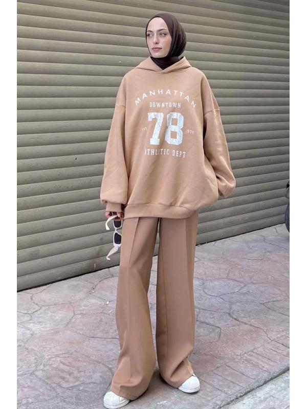 Manhattan Baskılı 3 İplik Sweatshirt