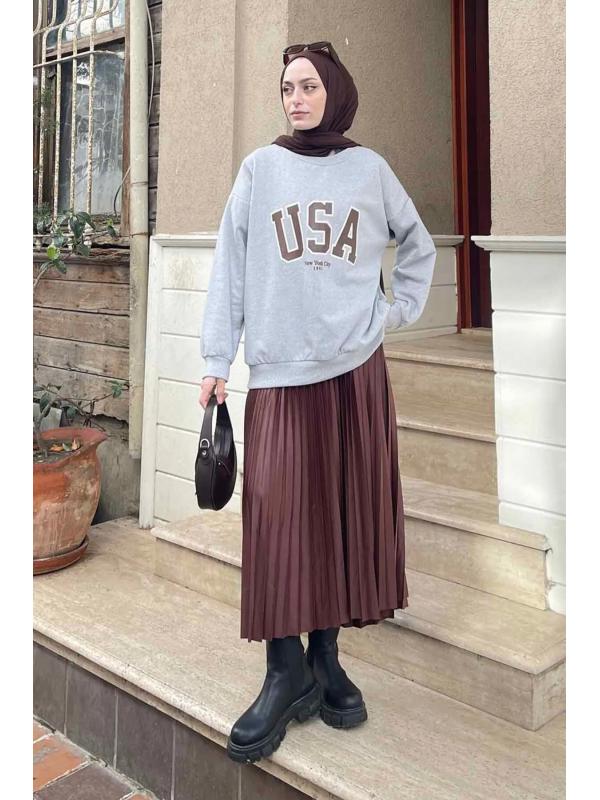 Usa Baskı Detaylı Sweatshirt