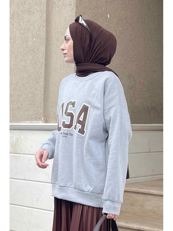 Usa Baskı Detaylı Sweatshirt