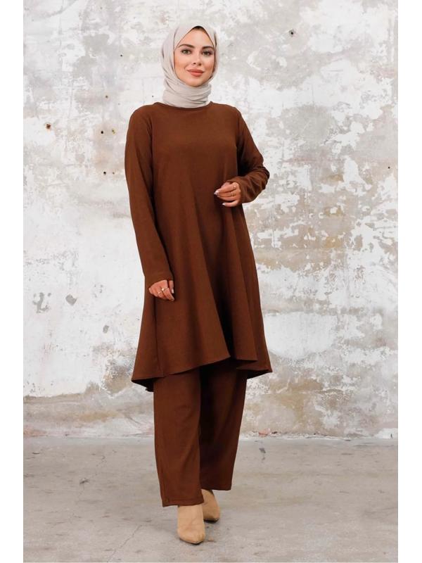 Seyal Tunik Pantolon Bürümcük Takım 1252 - Kahve